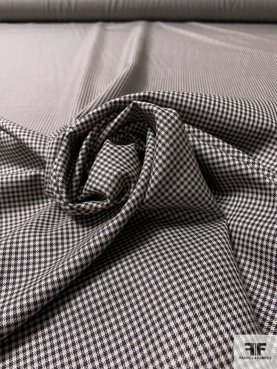 Italian Small Gingham Check Silk And Wool Suiting - Black / Champagne 3 Italian Small Gingham Check Silk And Wool Suiting - Black / Champagne