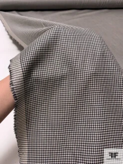 Italian Small Gingham Check Silk And Wool Suiting - Black / Champagne 17 Italian Small Gingham Check Silk And Wool Suiting - Black / Champagne -Fabrics And Fabrics Store 17025 8
