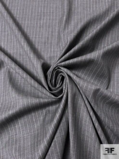 Italian Striped Super 120s Wool Suiting With Fused Back - Grey / Light Grey -Fabrics And Fabrics Store 17033 2