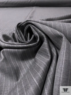 Italian Striped Super 120s Wool Suiting With Fused Back - Grey / Light Grey -Fabrics And Fabrics Store 17033 3