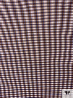 Italian Gingham Check Stretch Wool Suiting With Fused Back - Brown / Blue / Light Ivory -Fabrics And Fabrics Store 17037 4