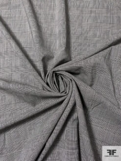 Italian Glen Plaid Stretch Wool Suiting - Black / Off-White -Fabrics And Fabrics Store 17042 2