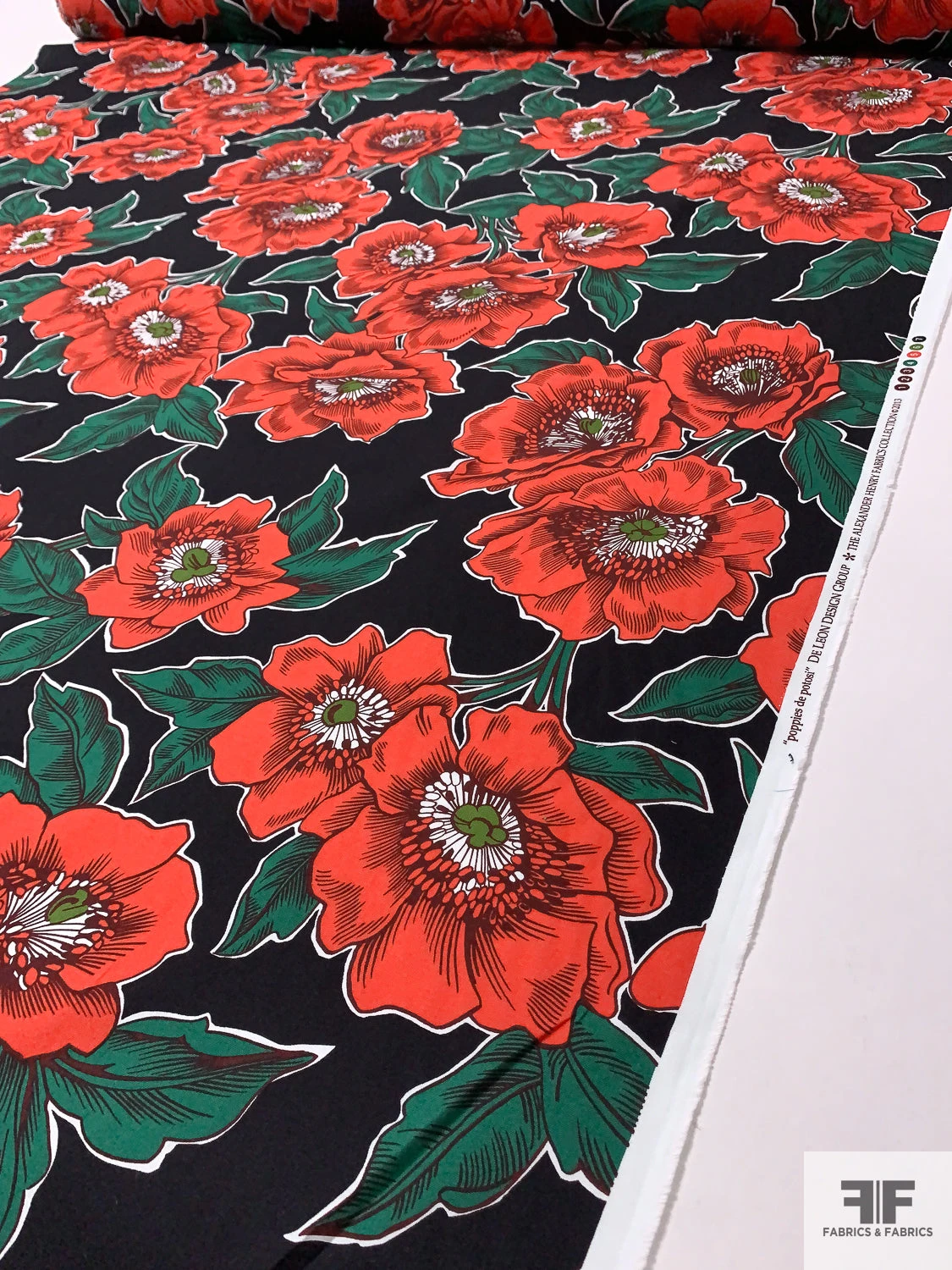 Floral Printed Cotton Lawn - Orange / Dartmouth Green / Black / White 8 Floral Printed Cotton Lawn - Orange / Dartmouth Green / Black / White - Image 6