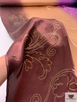 Regal Floral Foil Printed Silk Charmeuse - Purple / Camel / Brown / Gold 16 Regal Floral Foil Printed Silk Charmeuse - Purple / Camel / Brown / Gold -Fabrics And Fabrics Store 17163 8 3079ffb6 7826 48cc 9660 60c048682c80