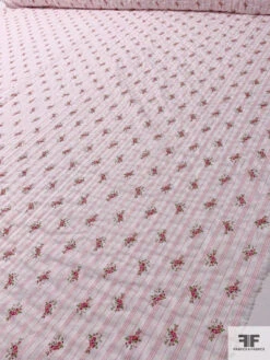 Ditsy Floral Striped Printed Plissé Cotton Lawn - Pink / Cranberry / Green 16 Ditsy Floral Striped Printed Plissé Cotton Lawn - Pink / Cranberry / Green -Fabrics And Fabrics Store 17294 7