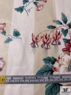 Floral Bouquets And Striped Printed Cotton Chintz - Dusty Teal / Dusty Rose / Beige / Off-White 15 Floral Bouquets And Striped Printed Cotton Chintz - Dusty Teal / Dusty Rose / Beige / Off-White -Fabrics And Fabrics Store 17301 6