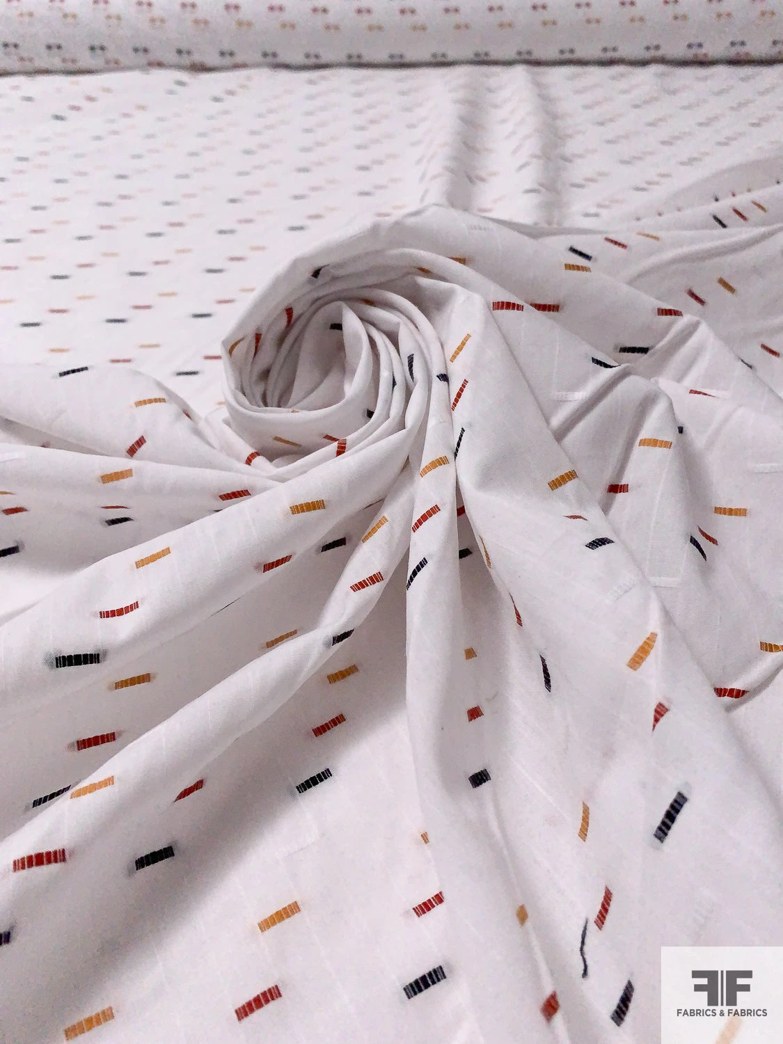 Ditsy Rectangles Woven Yarn-Dyed Cotton Shirting - White / Red / Navy / Turmeric 3 Ditsy Rectangles Woven Yarn-Dyed Cotton Shirting - White / Red / Navy / Turmeric