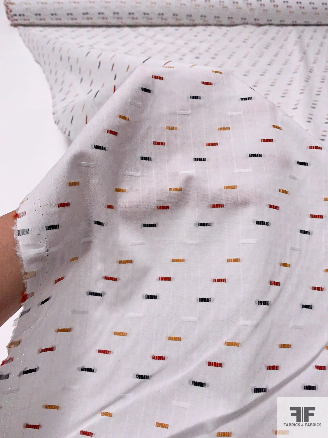 Ditsy Rectangles Woven Yarn-Dyed Cotton Shirting - White / Red / Navy / Turmeric 10 Ditsy Rectangles Woven Yarn-Dyed Cotton Shirting - White / Red / Navy / Turmeric - Image 8