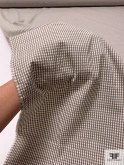 Gingham Check Seersucker Yarn-Dyed Cotton Shirting - Olive-Grey / White 17 Gingham Check Seersucker Yarn-Dyed Cotton Shirting - Olive-Grey / White -Fabrics And Fabrics Store 17311 8