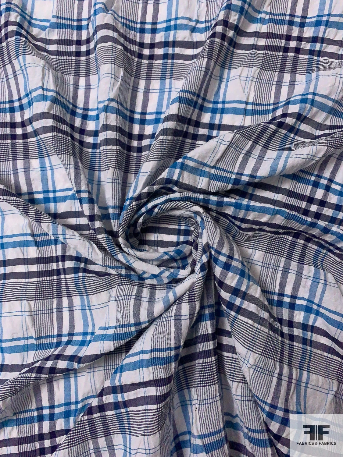 Plaid Textured Cotton Blend Shirting - Teal-Cerulean / Navy / Off-White 3 Plaid Textured Cotton Blend Shirting - Teal-Cerulean / Navy / Off-White