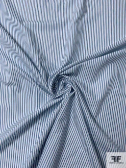 Vertical Striped Yarn-Dyed Cotton Shirting - Steel Blue / Off-White 12 Vertical Striped Yarn-Dyed Cotton Shirting - Steel Blue / Off-White -Fabrics And Fabrics Store 17322 2