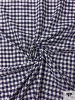 Gingham Check Yarn-Dyed Cotton Shirting - Navy / Ivory 13 Gingham Check Yarn-Dyed Cotton Shirting - Navy / Ivory -Fabrics And Fabrics Store 17323 1