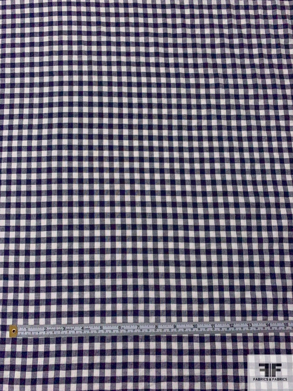 Gingham Check Yarn-Dyed Cotton Shirting - Navy / Ivory 8 Gingham Check Yarn-Dyed Cotton Shirting - Navy / Ivory - Image 6