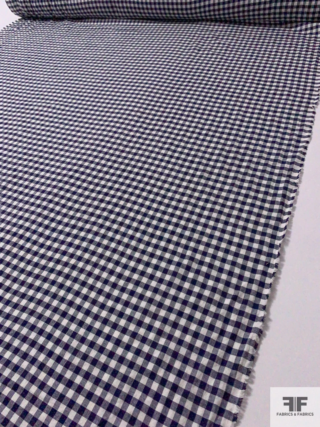 Gingham Check Yarn-Dyed Cotton Shirting - Navy / Ivory 9 Gingham Check Yarn-Dyed Cotton Shirting - Navy / Ivory - Image 7