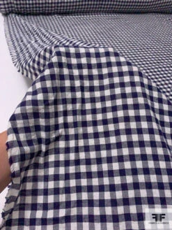 Gingham Check Yarn-Dyed Cotton Shirting - Navy / Ivory 17 Gingham Check Yarn-Dyed Cotton Shirting - Navy / Ivory -Fabrics And Fabrics Store 17323 8