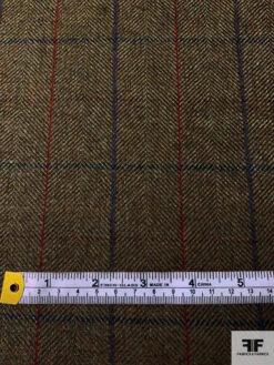 Italian Plaid Herringbone Wool Tweed Suiting - Brown / Sage / Blue / Red -Fabrics And Fabrics Store 17359 6