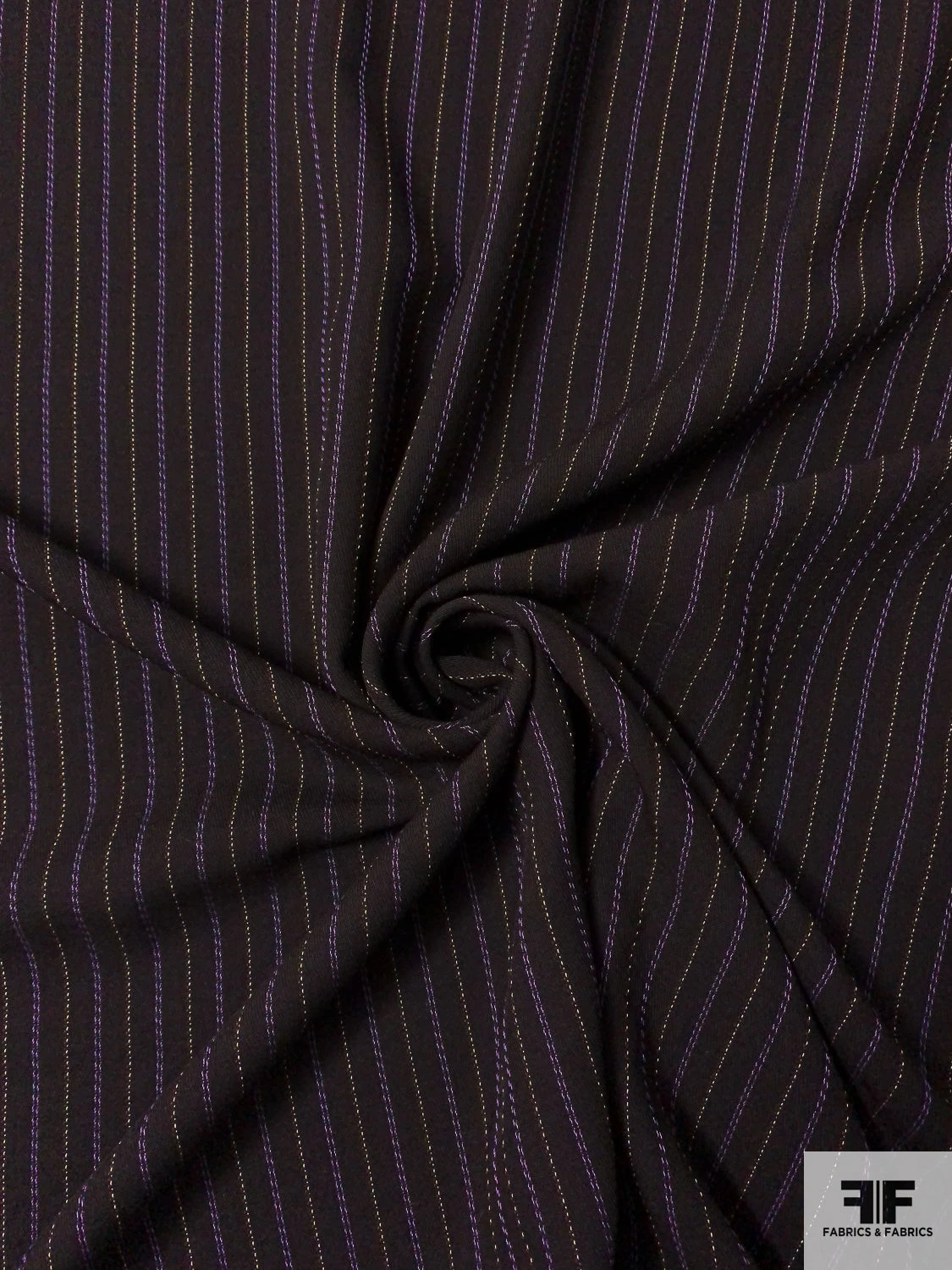 Italian Stitch-Striped Twill Weave Wool Suiting - Black / Purple / Rust / Cream 5 Italian Stitch-Striped Twill Weave Wool Suiting - Black / Purple / Rust / Cream - Image 3