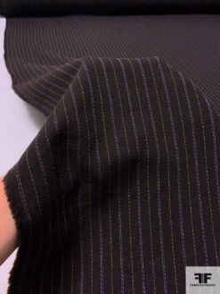 Italian Stitch-Striped Twill Weave Wool Suiting - Black / Purple / Rust / Cream 15 Italian Stitch-Striped Twill Weave Wool Suiting - Black / Purple / Rust / Cream -Fabrics And Fabrics Store 17361 8