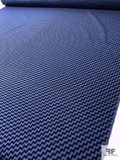 Italian Diagonal Chevron Yarn-Dyed Lightweight Wool Suiting - Blue / Black -Fabrics And Fabrics Store 17422 8