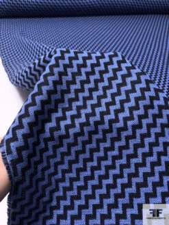 Italian Diagonal Chevron Yarn-Dyed Lightweight Wool Suiting - Blue / Black -Fabrics And Fabrics Store 17422 9