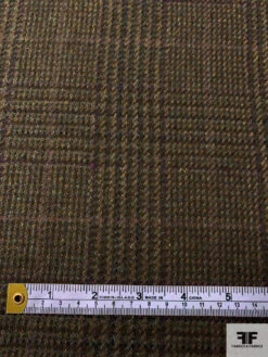 Italian Glen Plaid Brushed Wool Jacket Weight - Autumn Green / Tan / Purples -Fabrics And Fabrics Store 17429 6