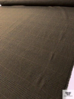 Italian Glen Plaid Brushed Wool Jacket Weight - Autumn Green / Tan / Purples -Fabrics And Fabrics Store 17429 8