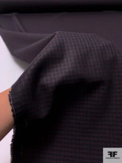 Italian Gingham Check Fine Wool Suiting With Mechanical Stretch - Sangria Purple / Black 13 Italian Gingham Check Fine Wool Suiting With Mechanical Stretch - Sangria Purple / Black -Fabrics And Fabrics Store 17440 9
