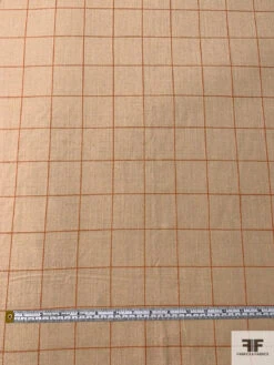 Italian Windowpane Brushed Flannel Wool Blend Suiting - Tan / Burnt Orange 13 Italian Windowpane Brushed Flannel Wool Blend Suiting - Tan / Burnt Orange -Fabrics And Fabrics Store 17444 3
