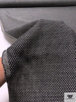 Italian Timeless Wool Tweed Suiting - Black / Off-White 19 Italian Timeless Wool Tweed Suiting - Black / Off-White -Fabrics And Fabrics Store 17467 9