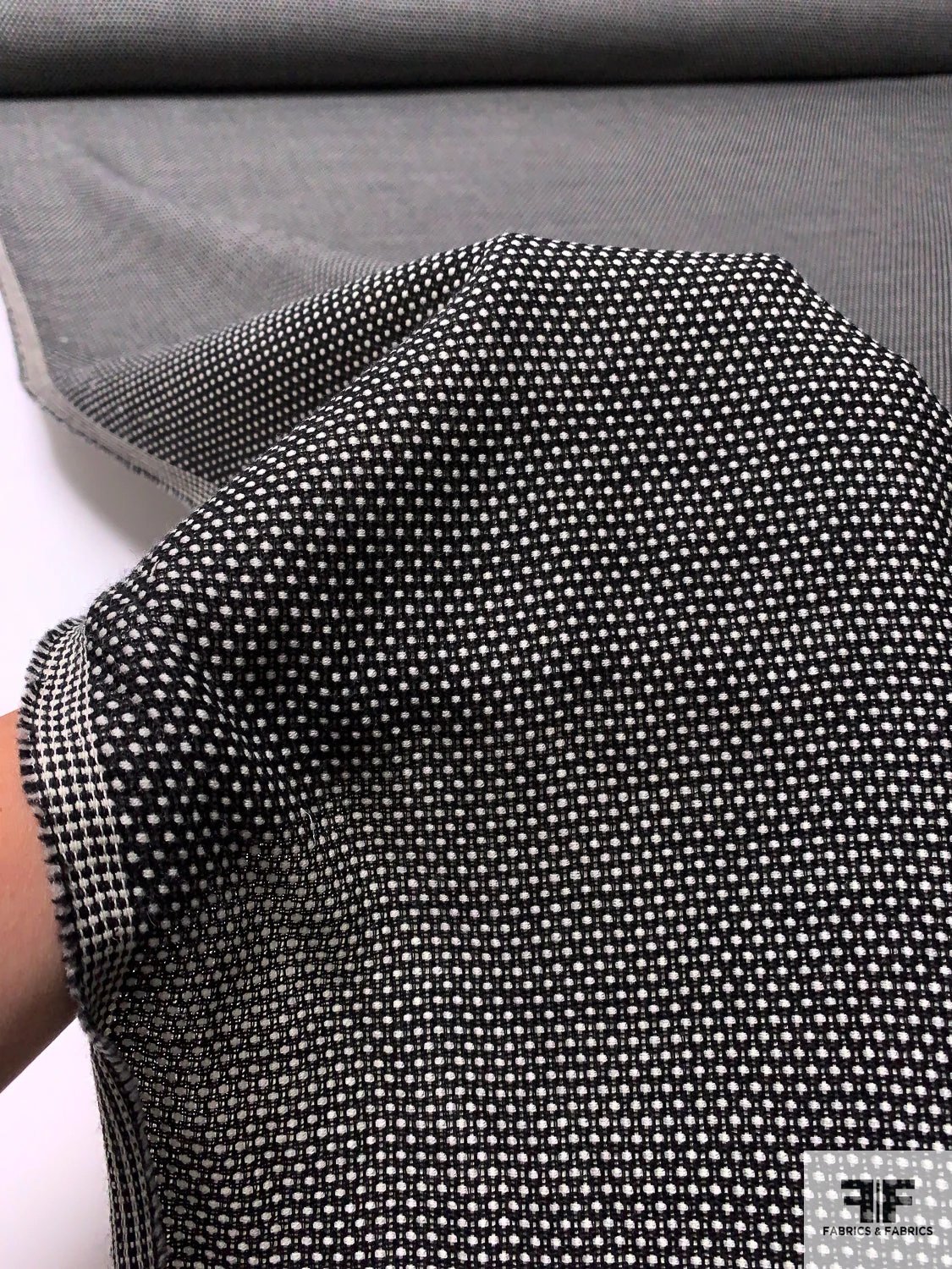 Italian Timeless Wool Tweed Suiting - Black / Off-White 11 Italian Timeless Wool Tweed Suiting - Black / Off-White - Image 9