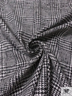 Italian Glen Plaid Fused Wool Suiting - Black / Off-White -Fabrics And Fabrics Store 17470 2