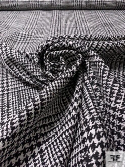 Italian Glen Plaid Fused Wool Suiting - Black / Off-White -Fabrics And Fabrics Store 17470 3
