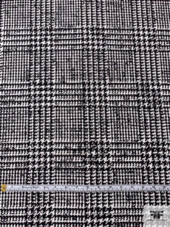 Italian Glen Plaid Fused Wool Suiting - Black / Off-White -Fabrics And Fabrics Store 17470 5