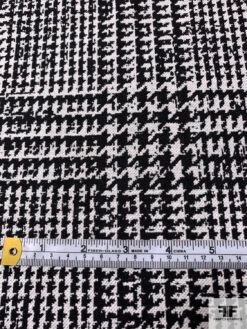 Italian Glen Plaid Fused Wool Suiting - Black / Off-White -Fabrics And Fabrics Store 17470 6