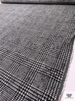 Italian Glen Plaid Fused Wool Suiting - Black / Off-White -Fabrics And Fabrics Store 17470 8
