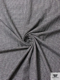 Micro Houndstooth Wool Blend Flannel Suiting - Black / Ivory -Fabrics And Fabrics Store 17482 2