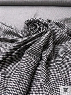Micro Houndstooth Wool Blend Flannel Suiting - Black / Ivory