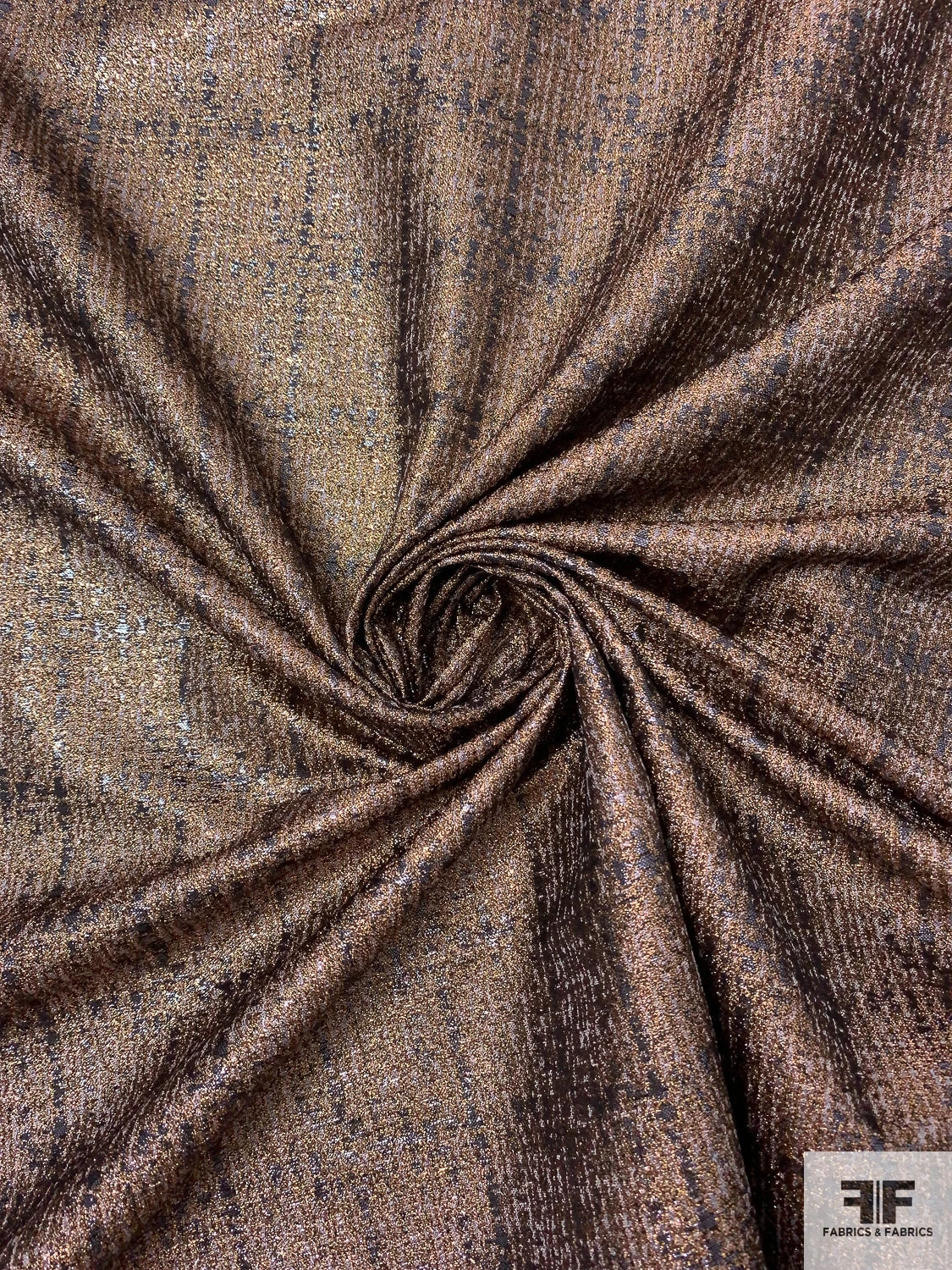 Italian Brocade-Weight Windowpane Lamé - Coppery Rose-Gold / Black / Grey 6 Italian Brocade-Weight Windowpane Lamé - Coppery Rose-Gold / Black / Grey - Image 4