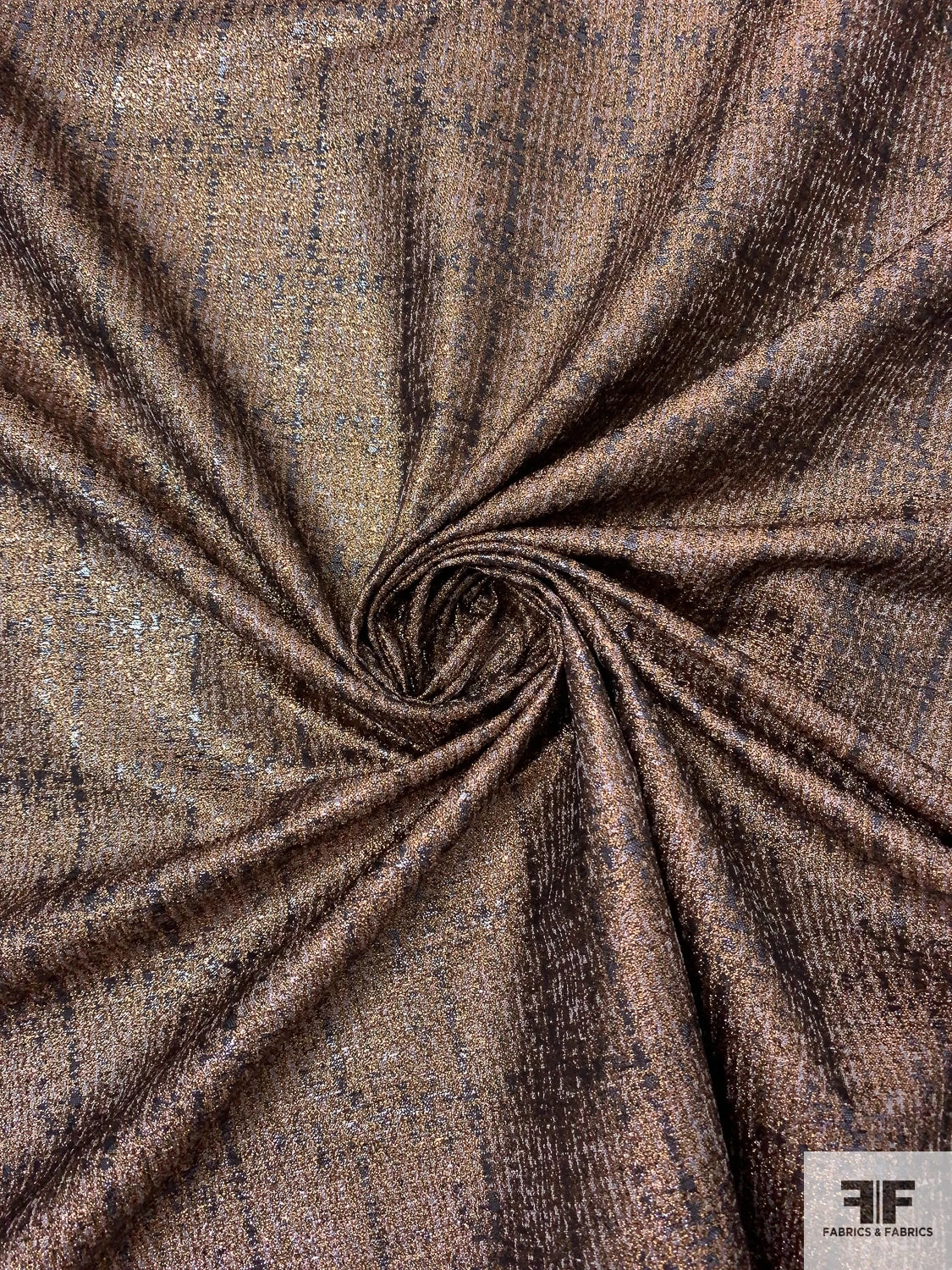 Italian Brocade-Weight Windowpane Lamé - Coppery Rose-Gold / Black / Grey 5 Italian Brocade-Weight Windowpane Lamé - Coppery Rose-Gold / Black / Grey - Image 3
