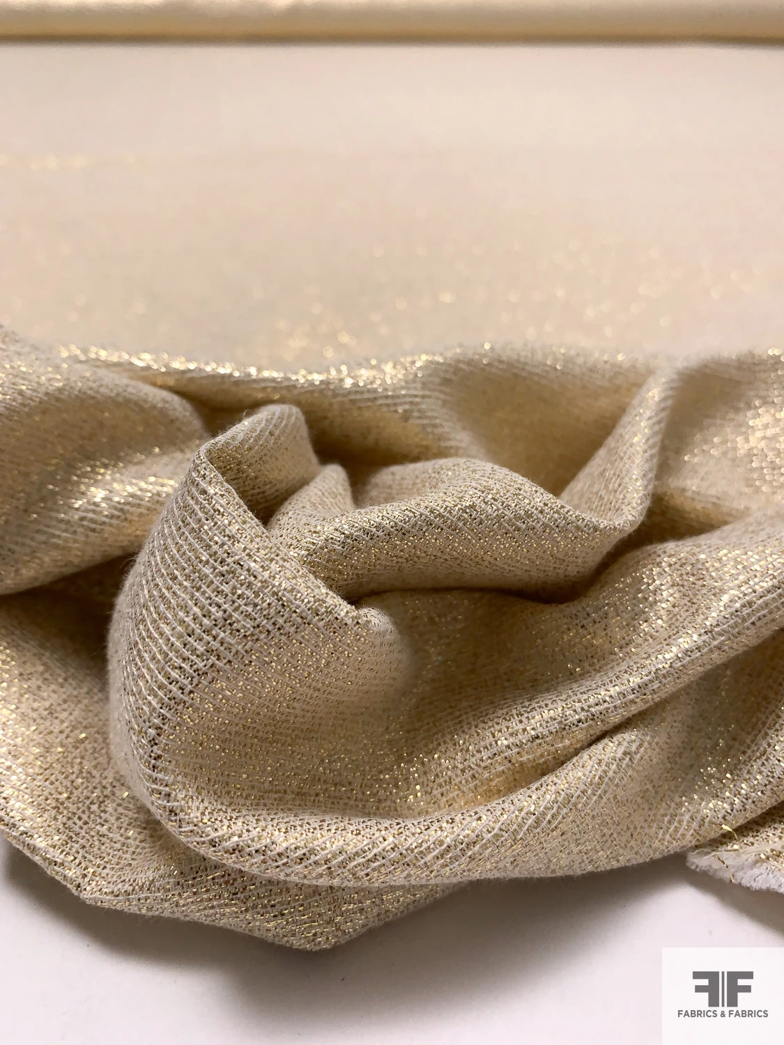 Italian Solid Lamé Suiting - Gold / Beige 3 Italian Solid Lamé Suiting - Gold / Beige