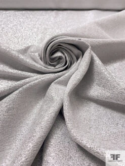 Italian Metallic Suiting With Vertical Stretch - Silver / White -Fabrics And Fabrics Store 17528 3