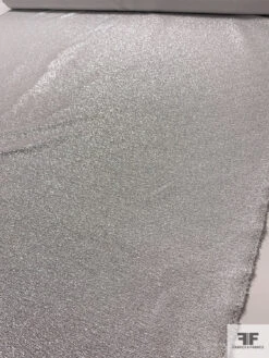 Italian Metallic Suiting With Vertical Stretch - Silver / White -Fabrics And Fabrics Store 17528 8