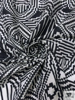 Italian Geo-Pixelated Printed Crinkled Shimmery Cotton Voile - Black / Off-White 11 Italian Geo-Pixelated Printed Crinkled Shimmery Cotton Voile - Black / Off-White -Fabrics And Fabrics Store 17543 2