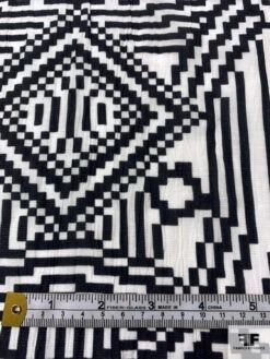 Italian Geo-Pixelated Printed Crinkled Shimmery Cotton Voile - Black / Off-White 14 Italian Geo-Pixelated Printed Crinkled Shimmery Cotton Voile - Black / Off-White -Fabrics And Fabrics Store 17543 6