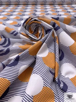 Circle Crescents Printed Cotton Poplin - Navy / Marigold / White 13 Circle Crescents Printed Cotton Poplin - Navy / Marigold / White -Fabrics And Fabrics Store 17549 3