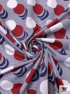 Circle Crescents Printed Cotton Poplin - Navy / Red / White 12 Circle Crescents Printed Cotton Poplin - Navy / Red / White -Fabrics And Fabrics Store 17551 2