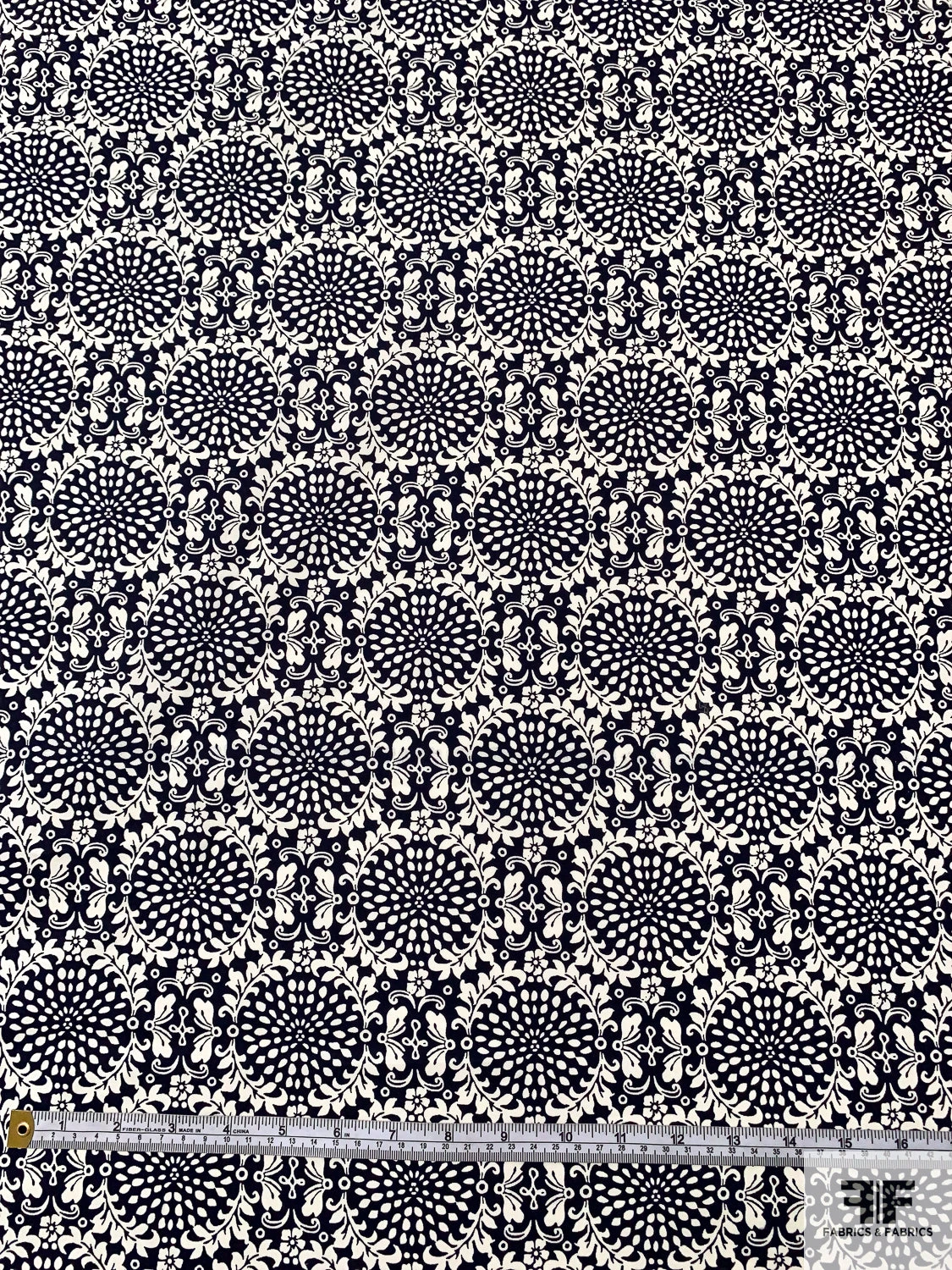 Wreath Inspired Printed Stretch Cotton Lawn - Navy / Light Ivory 7 Wreath Inspired Printed Stretch Cotton Lawn - Navy / Light Ivory - Image 5