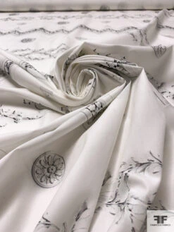 Modern Meets Antique Printed Cotton Lawn - Off-White / Black / Grey 12 Modern Meets Antique Printed Cotton Lawn - Off-White / Black / Grey -Fabrics And Fabrics Store 17558 3