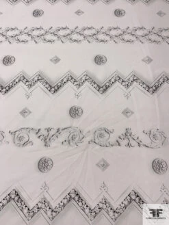 Modern Meets Antique Printed Cotton Lawn - Off-White / Black / Grey