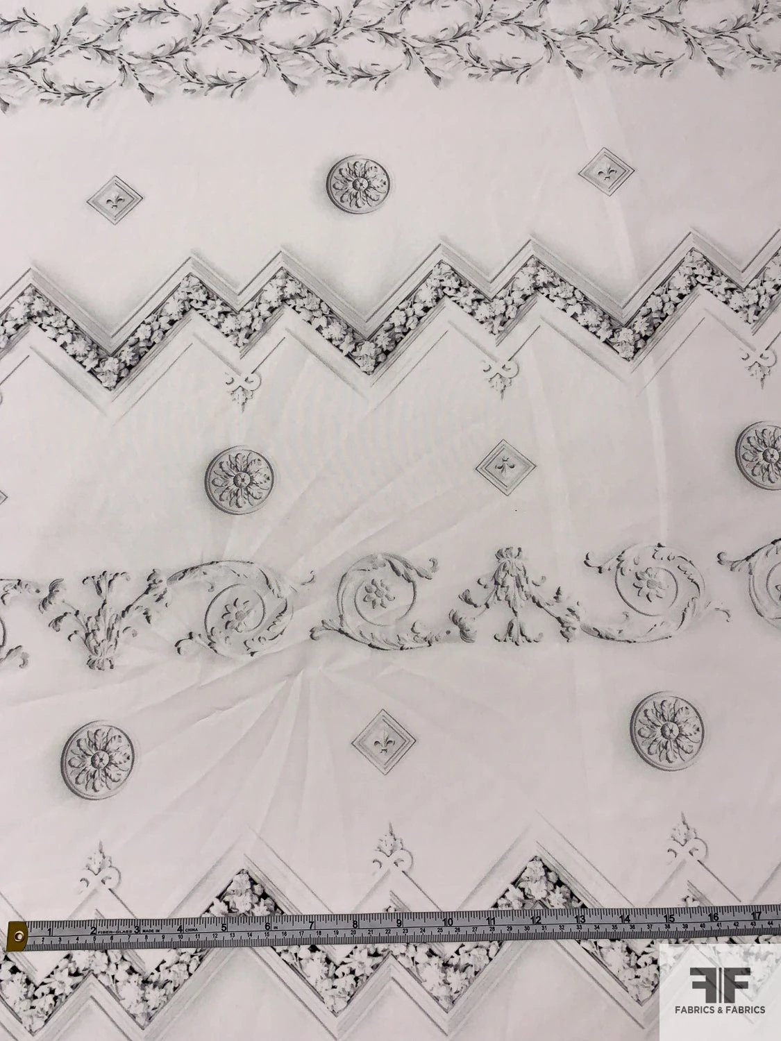 Modern Meets Antique Printed Cotton Lawn - Off-White / Black / Grey 7 Modern Meets Antique Printed Cotton Lawn - Off-White / Black / Grey - Image 5